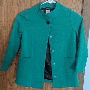 Gymboree Coat with Accent and Hidden Buttoned Front, Pockets, Green/Black Kid-S